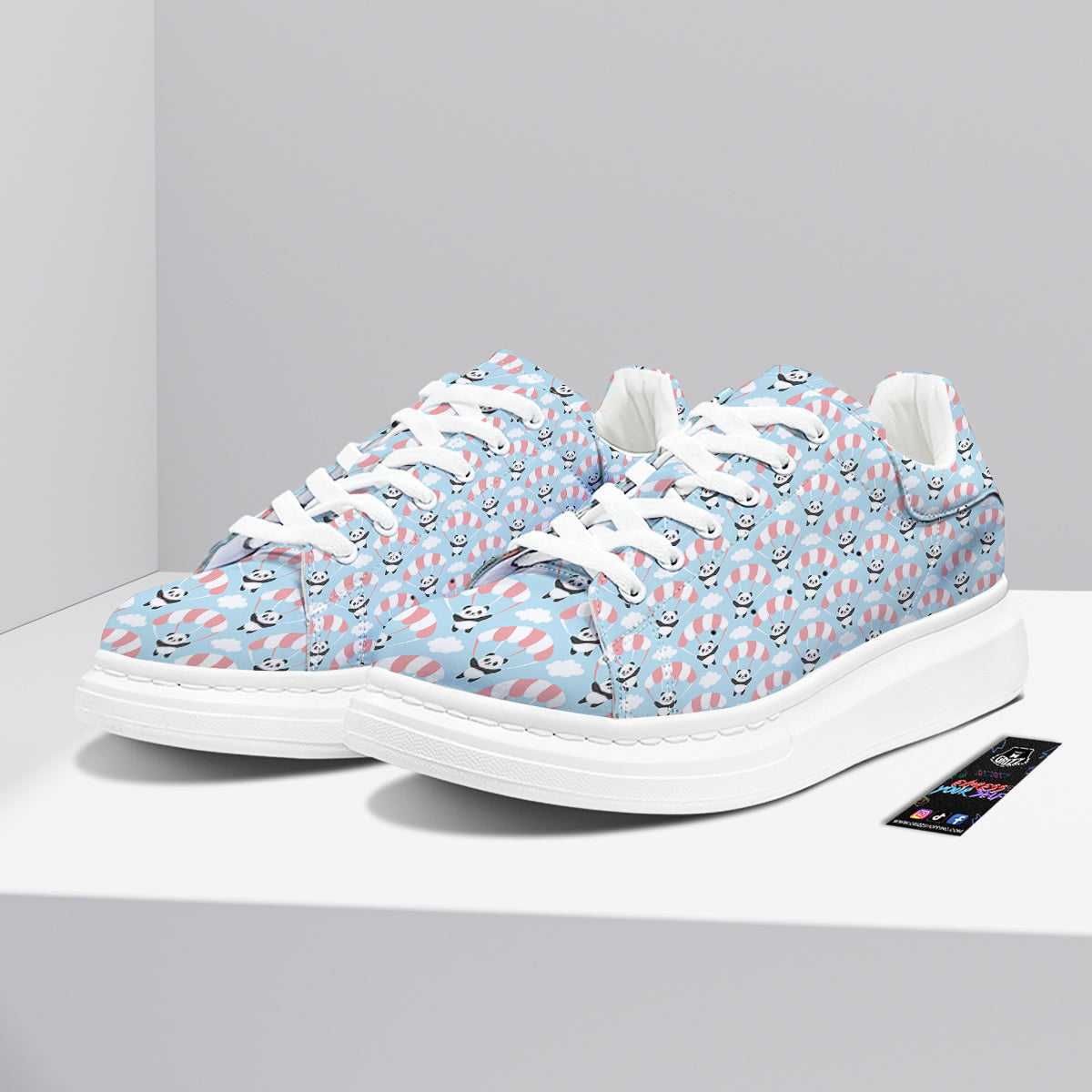 Parachute And Cute Panda Print Pattern Platform Shoes-grizzshop