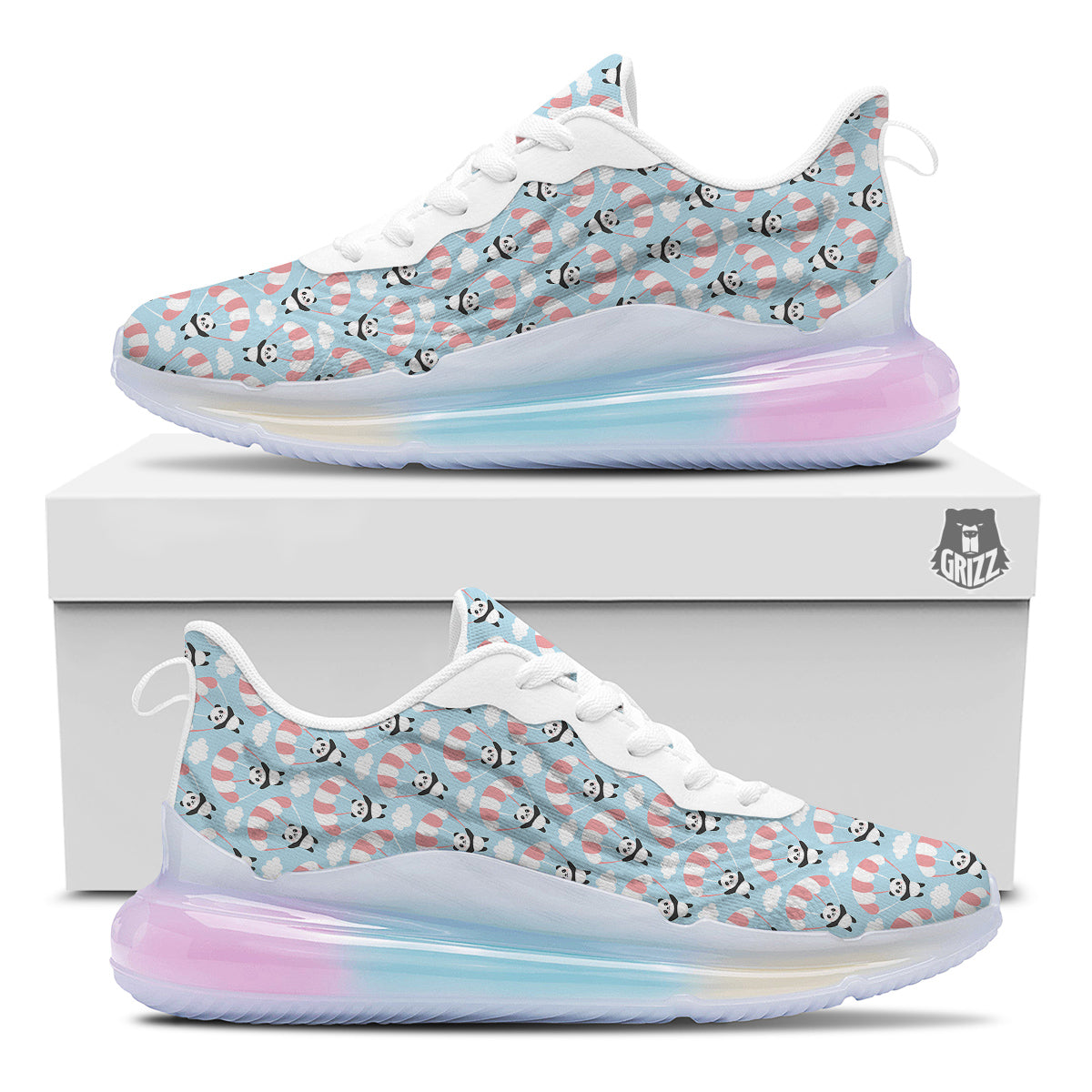 Parachute And Cute Panda Print Pattern Running Sneakers-grizzshop