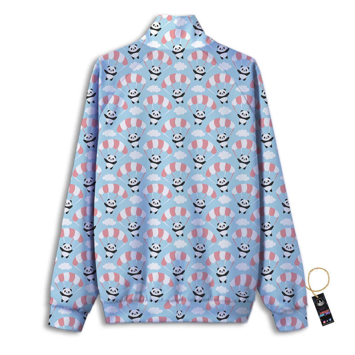 Parachute And Cute Panda Print Pattern Track Jacket-grizzshop