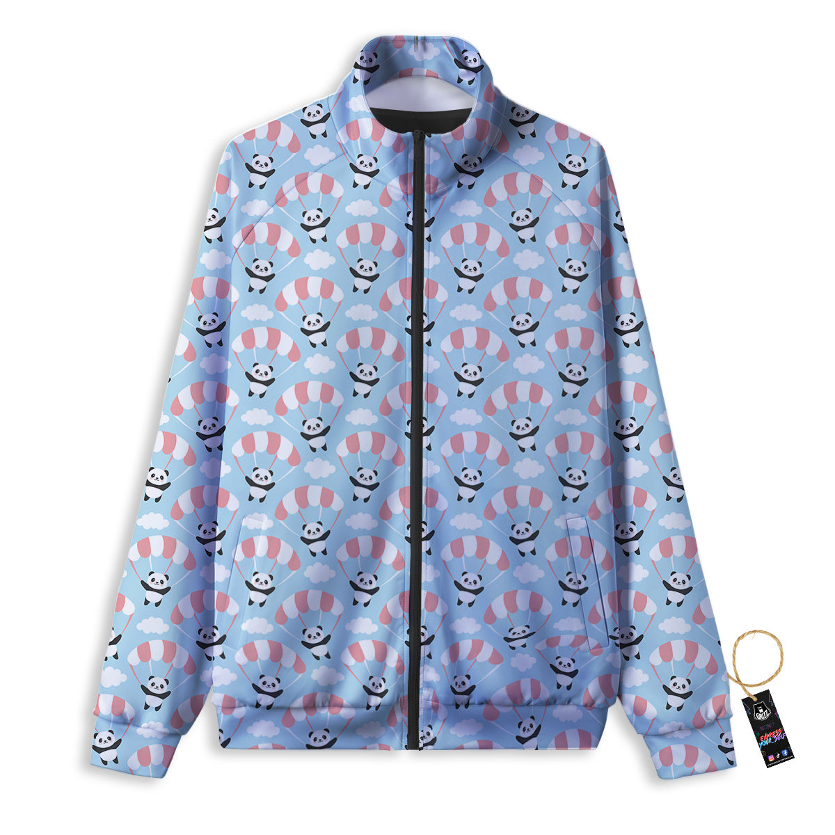 Parachute And Cute Panda Print Pattern Track Jacket-grizzshop