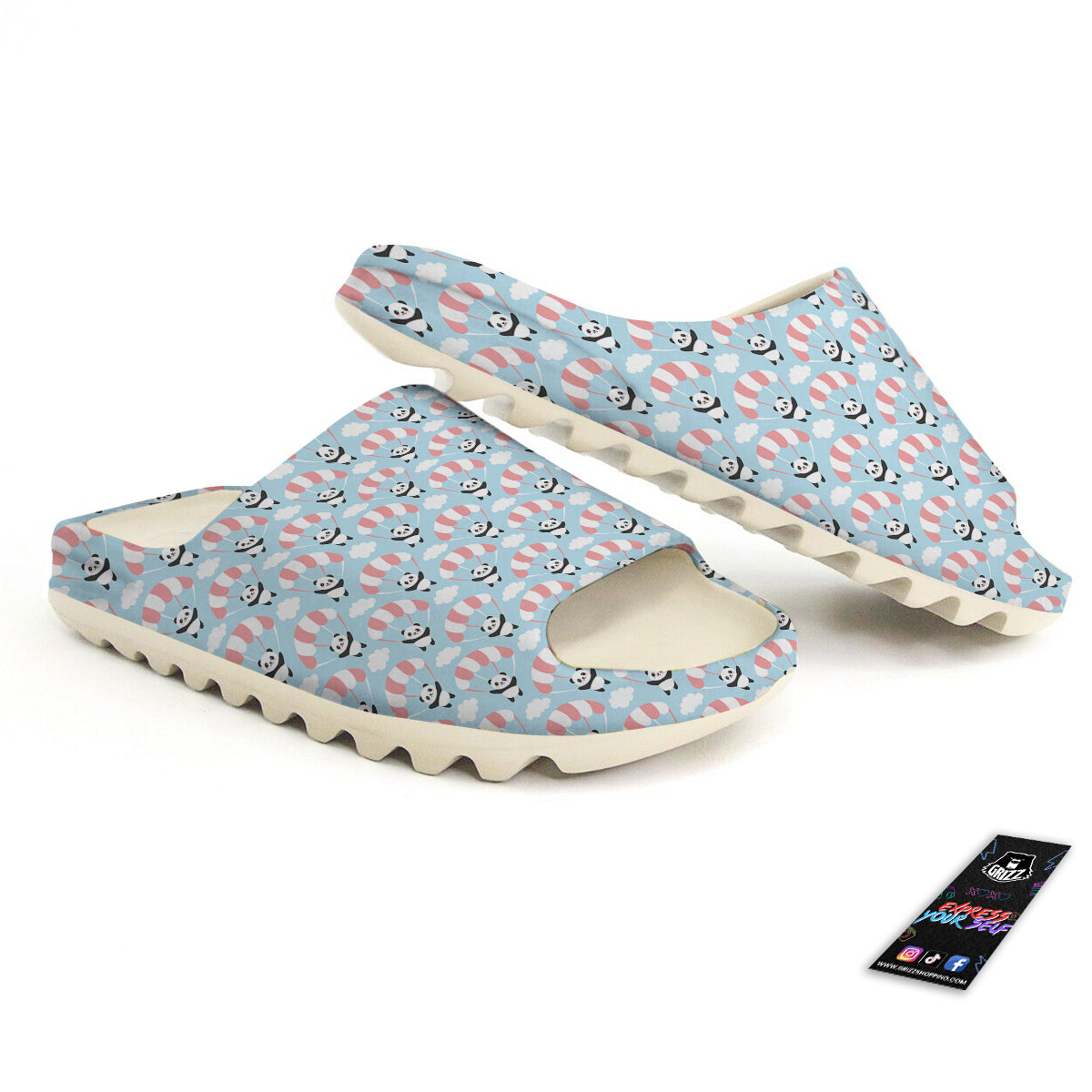 Parachute And Cute Panda Print Pattern Sandals-grizzshop