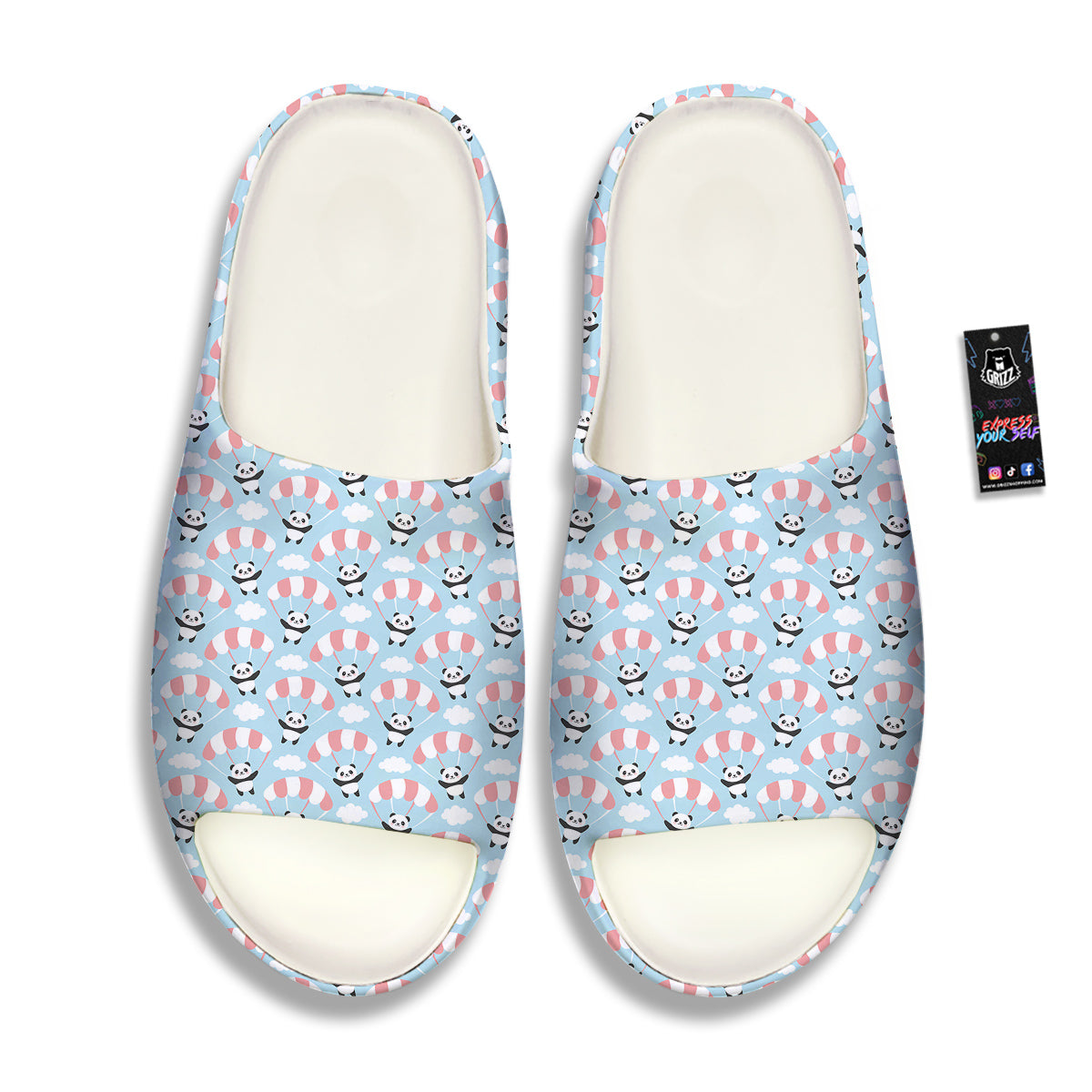 Parachute And Cute Panda Print Pattern Sandals-grizzshop