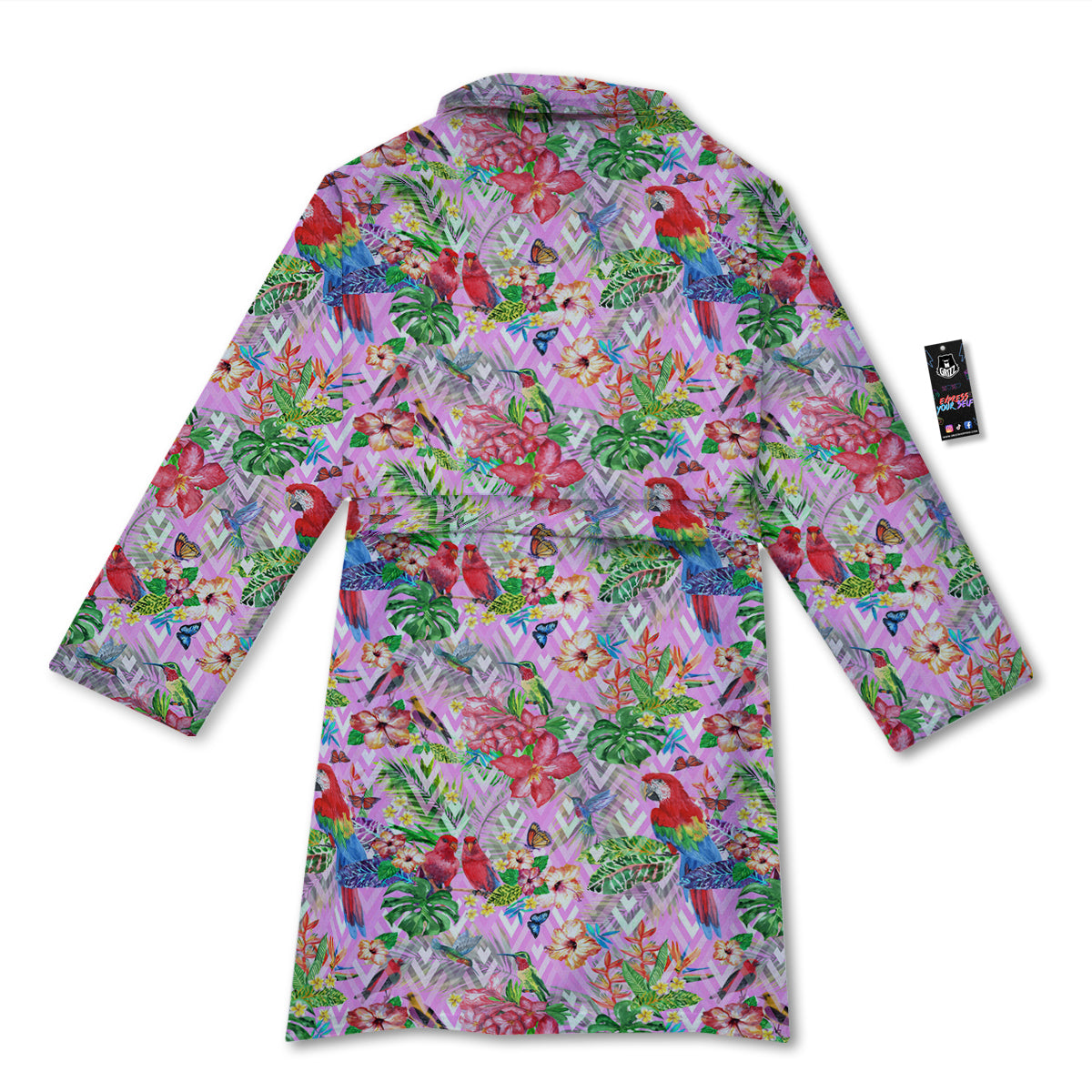 Paradise Flower Bird Print Pattern Bathrobe-grizzshop