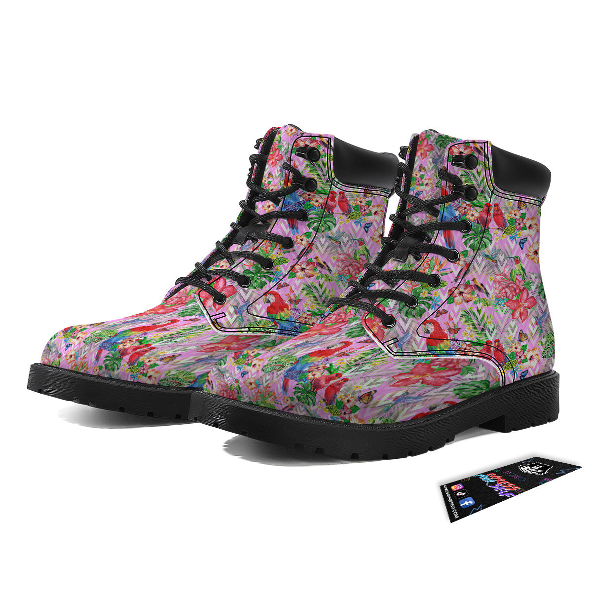 Paradise Flower Bird Print Pattern Boots-grizzshop