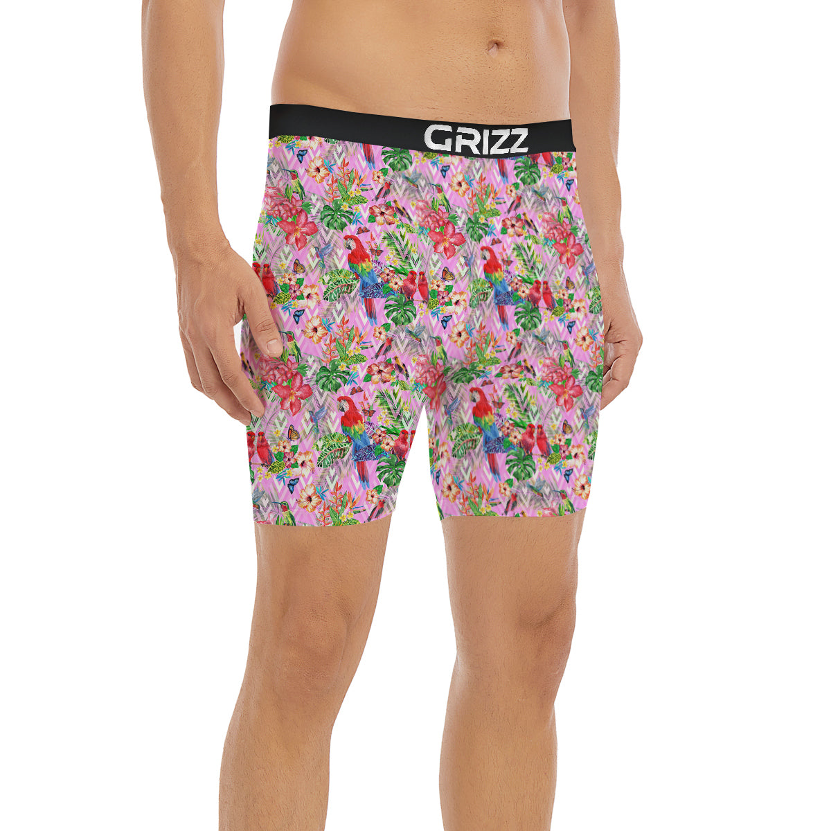 Paradise Flower Bird Print Pattern Boxer Briefs-grizzshop