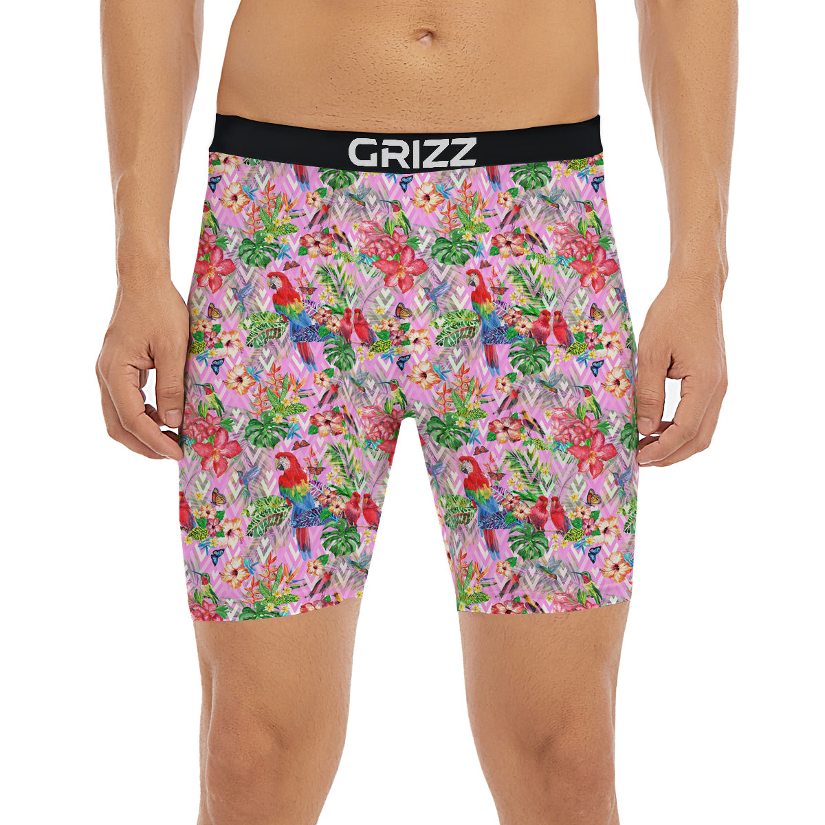 Paradise Flower Bird Print Pattern Boxer Briefs-grizzshop