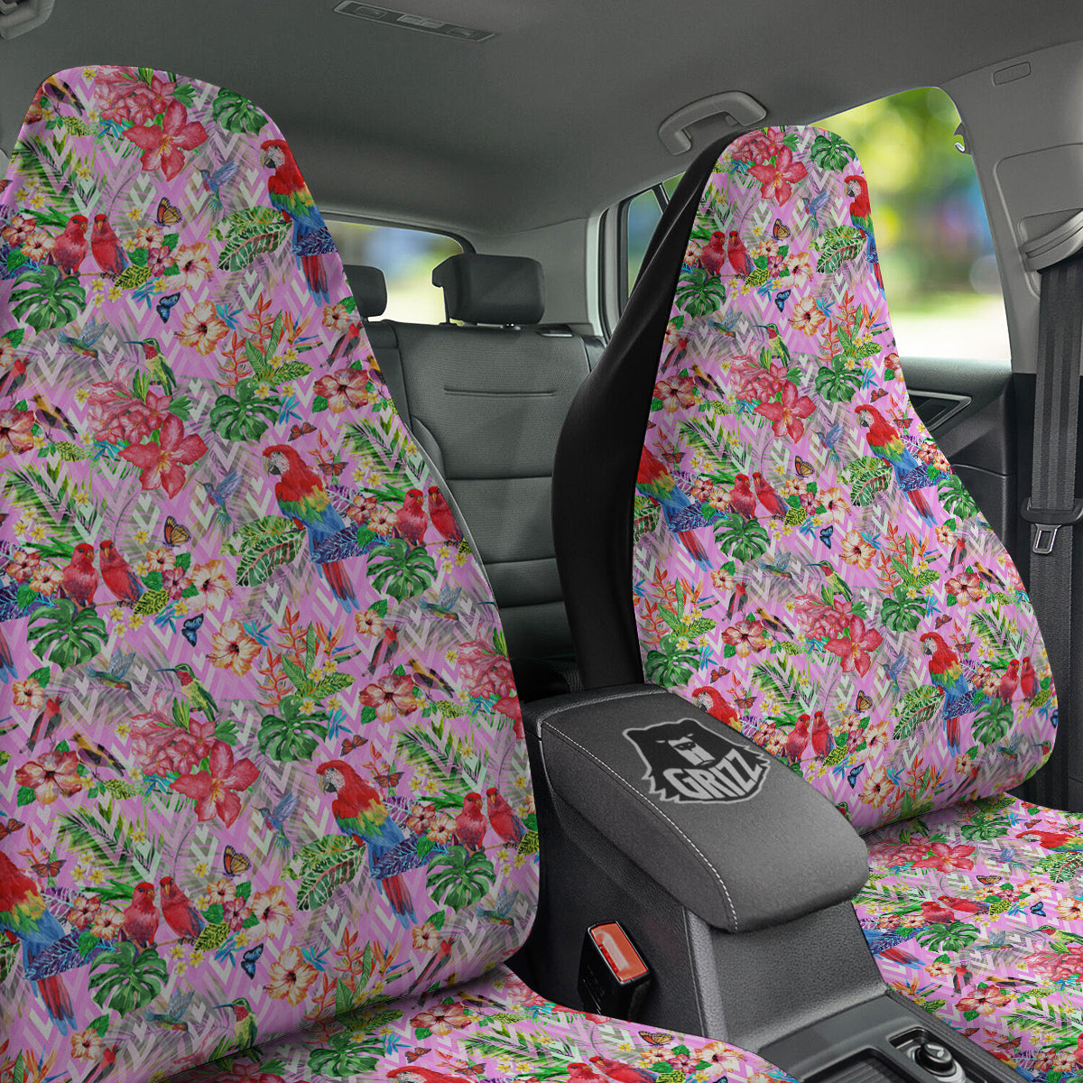 Paradise Flower Bird Print Pattern Car Seat Covers-grizzshop