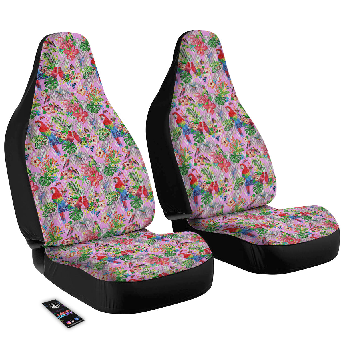 Paradise Flower Bird Print Pattern Car Seat Covers-grizzshop