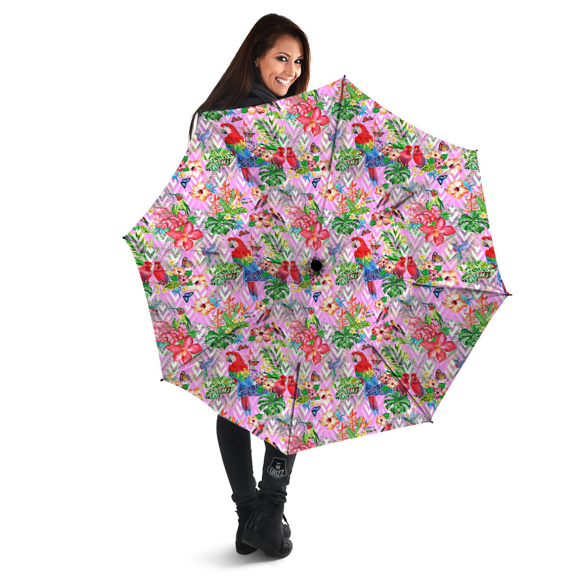 Paradise Flower Bird Print Pattern Umbrella-grizzshop