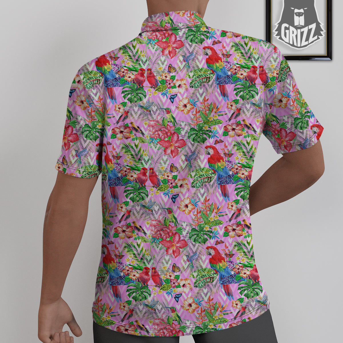 Paradise Flower Bird Print Pattern Untucked Shirts-grizzshop