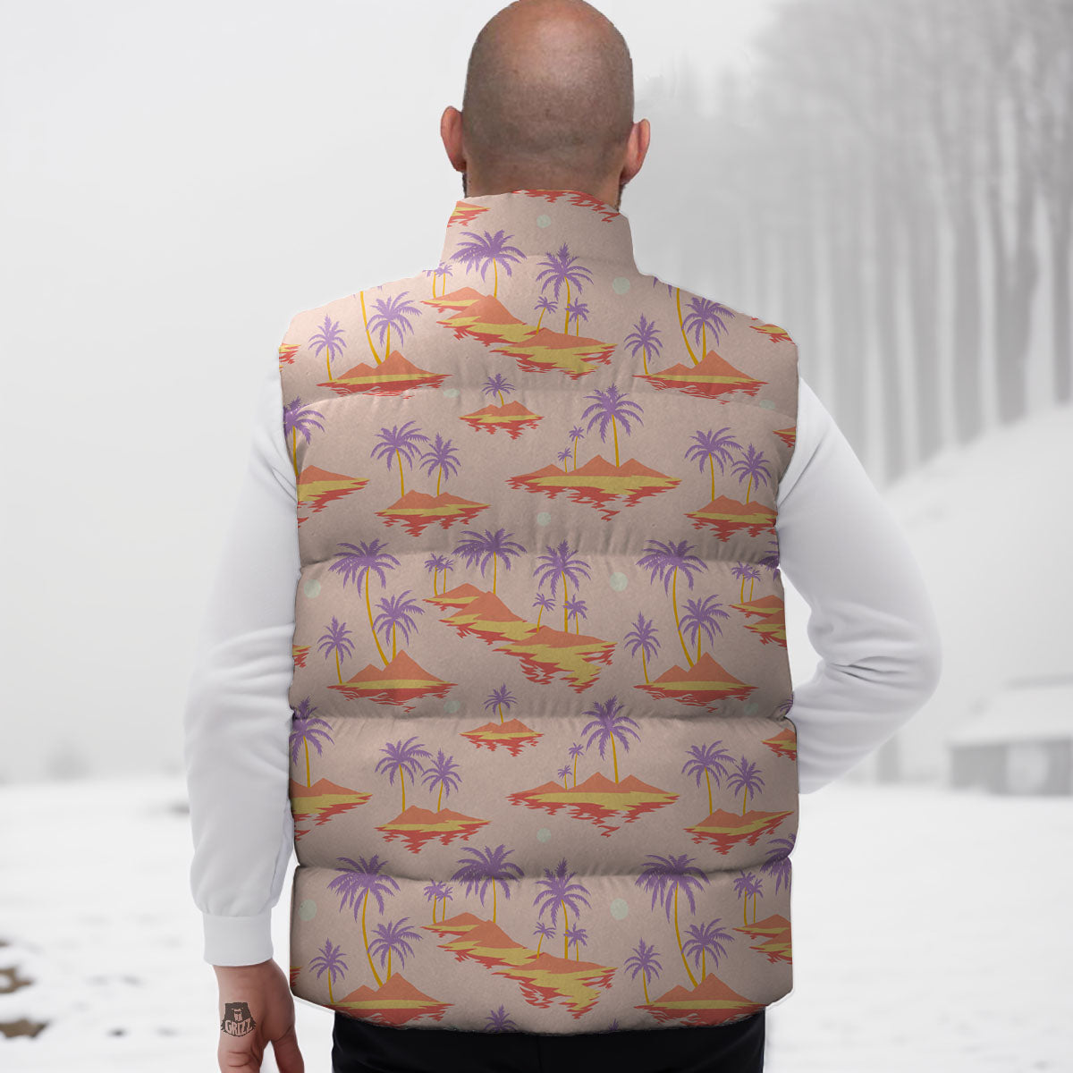 Paradise Hawaii Tropical Print Pattern Down Vest-grizzshop