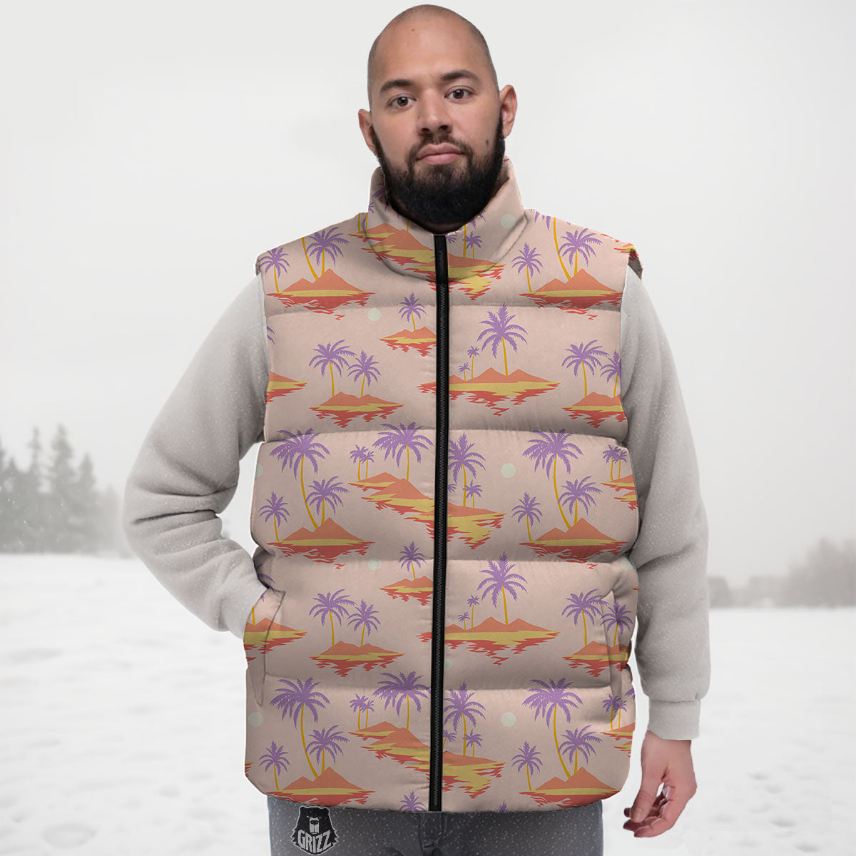 Paradise Hawaii Tropical Print Pattern Down Vest-grizzshop