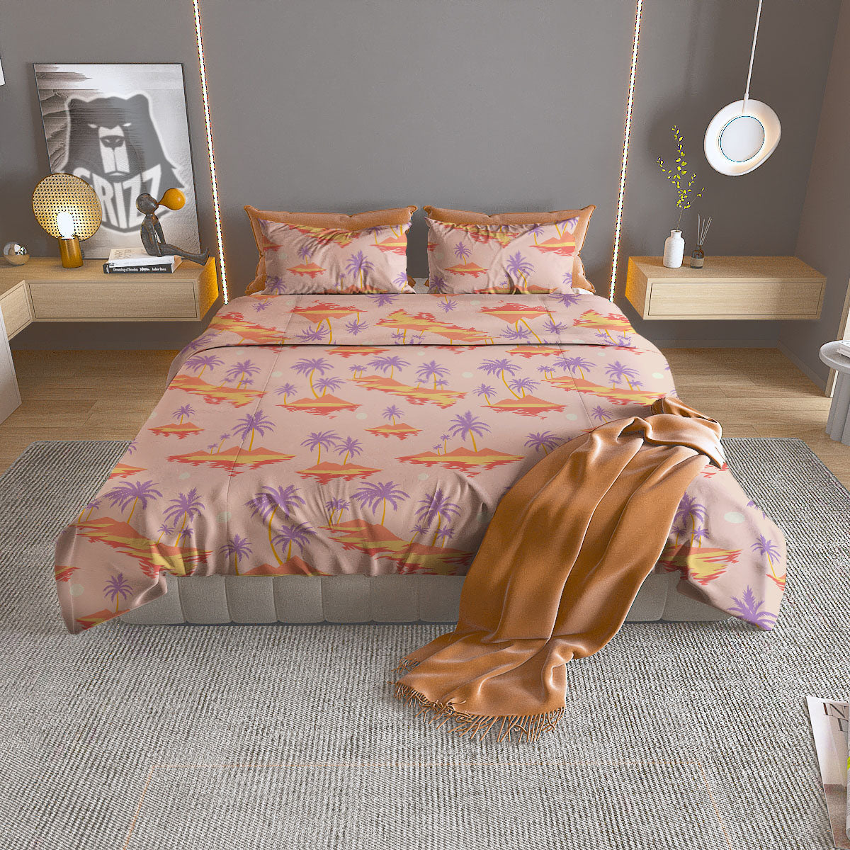 Paradise Hawaii Tropical Print Pattern Duvet Cover Bedding Set