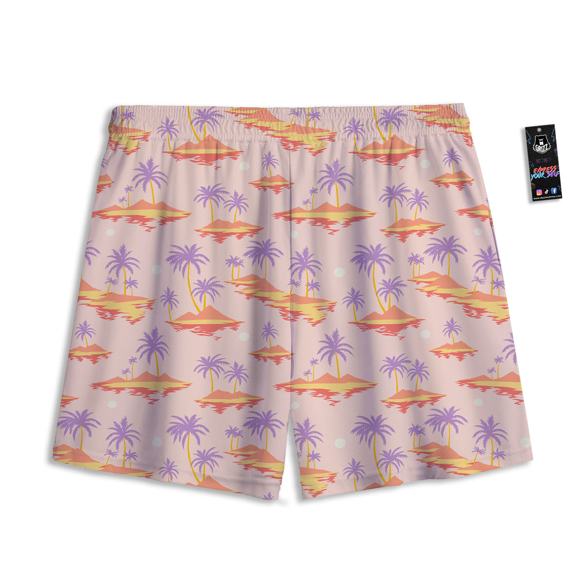 Paradise Hawaii Tropical Print Pattern Mesh Shorts