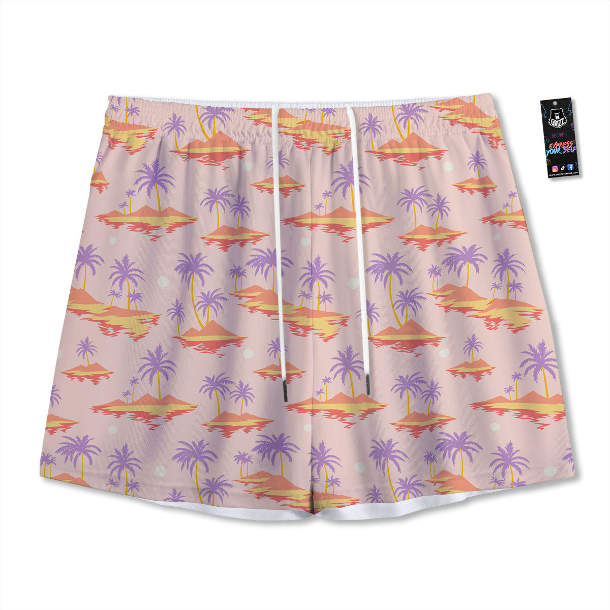 Paradise Hawaii Tropical Print Pattern Mesh Shorts