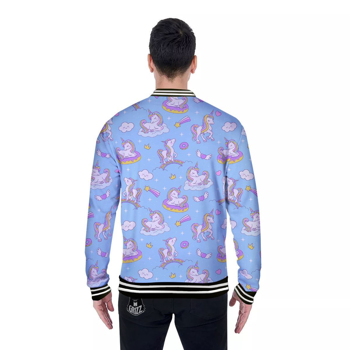Paradise Unicorn Print Pattern Baseball Jacket-grizzshop