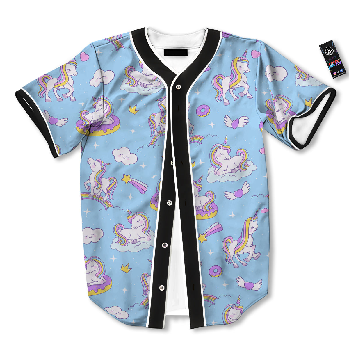 Paradise Unicorn Print Pattern Baseball Jersey-grizzshop
