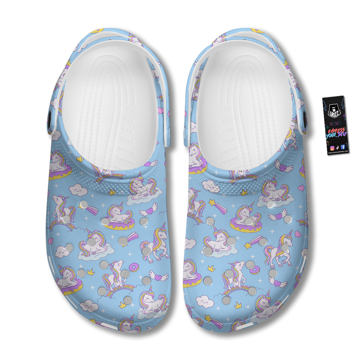 Paradise Unicorn Print Pattern Clog-grizzshop
