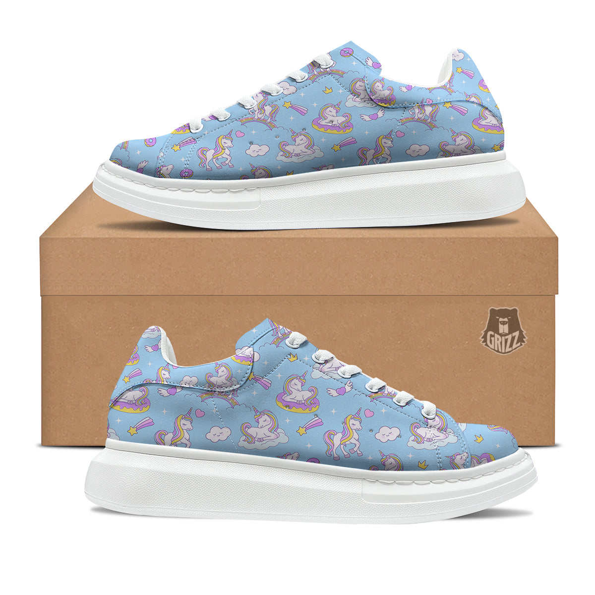 Paradise Unicorn Print Pattern Platform Shoes-grizzshop