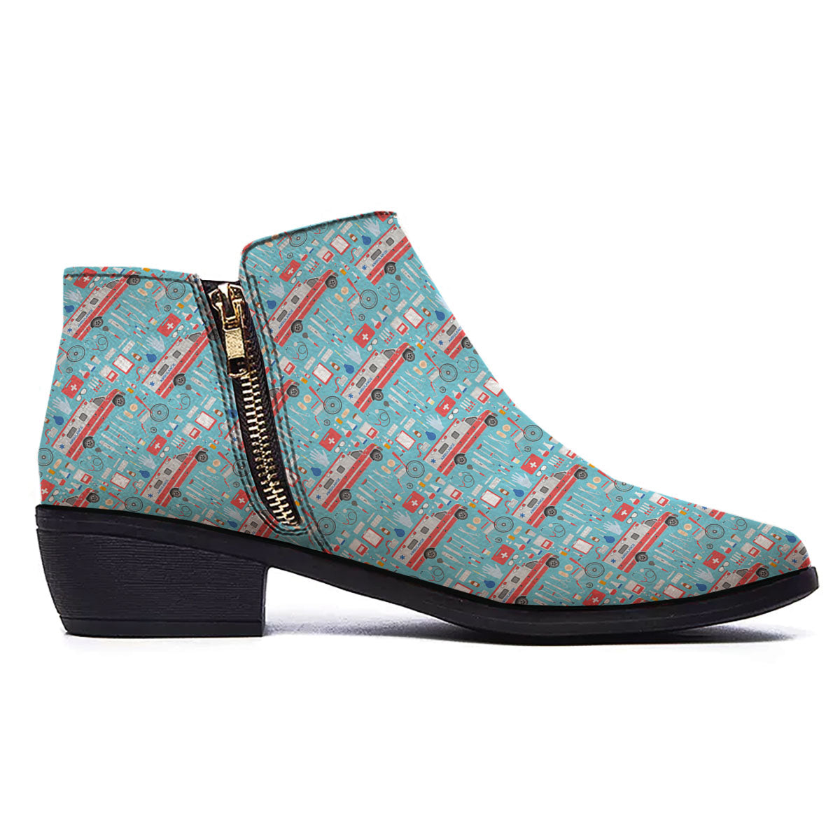 Paramedic EMS Print Pattern Ankle Boots-grizzshop