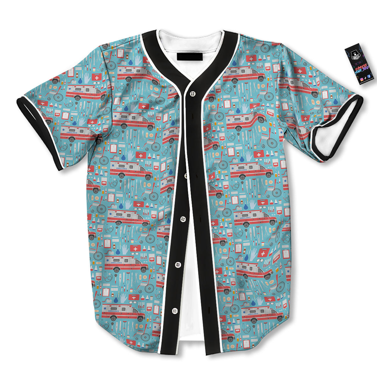Paramedic EMS Print Pattern Baseball Jersey-grizzshop