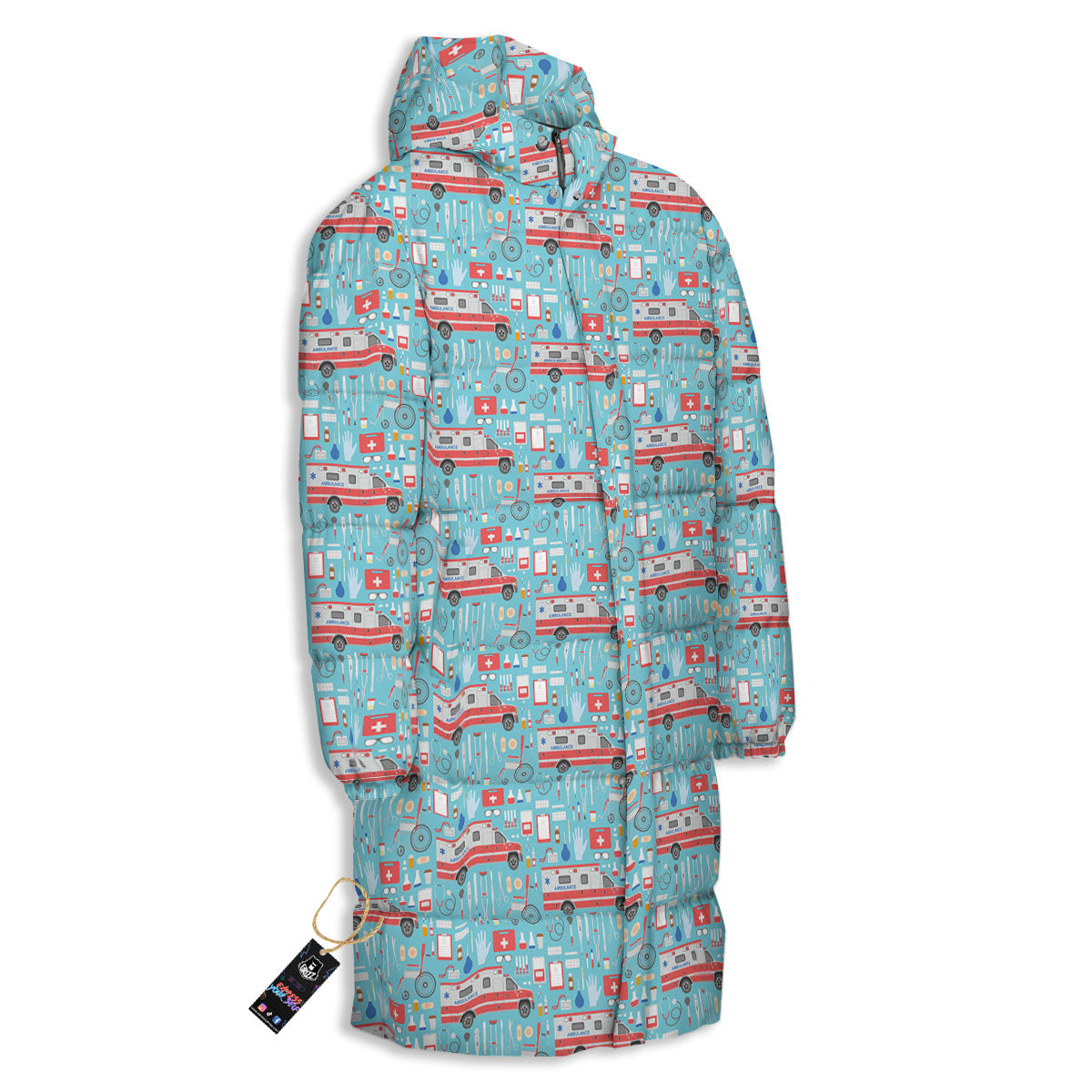 Paramedic EMS Print Pattern Long Down Jacket-grizzshop