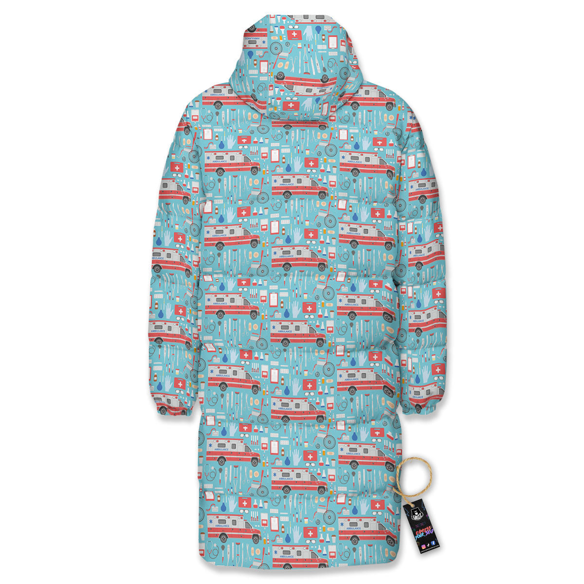 Paramedic EMS Print Pattern Long Down Jacket-grizzshop