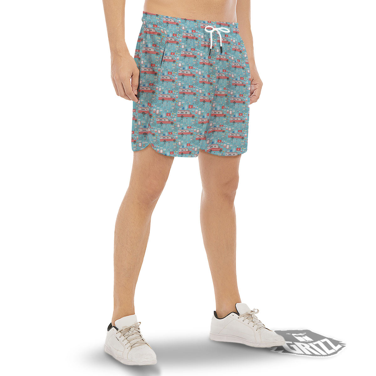 Paramedic EMS Print Pattern Men's Gym Shorts-grizzshop