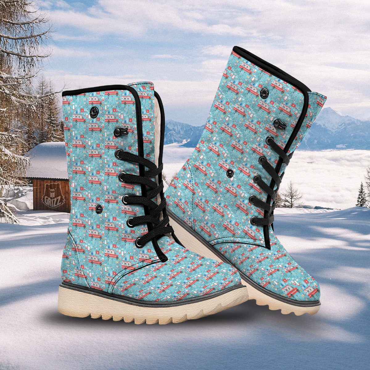 Paramedic EMS Print Pattern Snow Boots-grizzshop