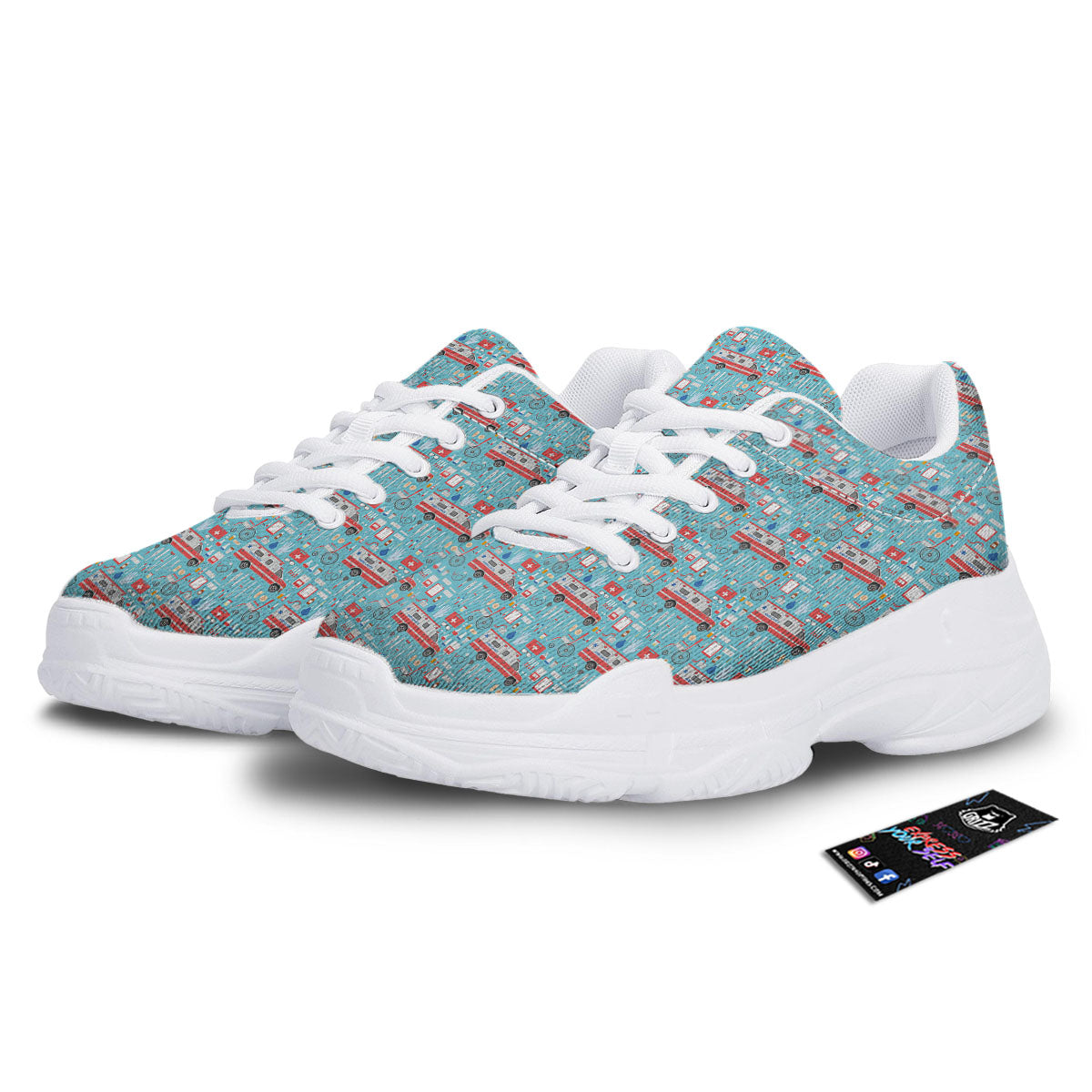 Paramedic EMS Print Pattern White Chunky Shoes-grizzshop