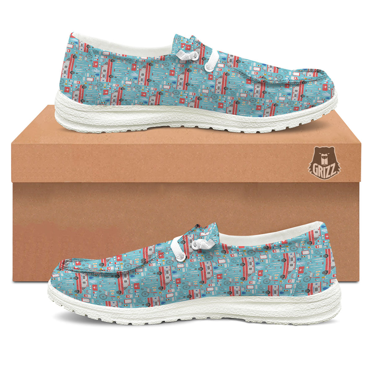 Paramedic EMS Print Pattern White Loafers-grizzshop