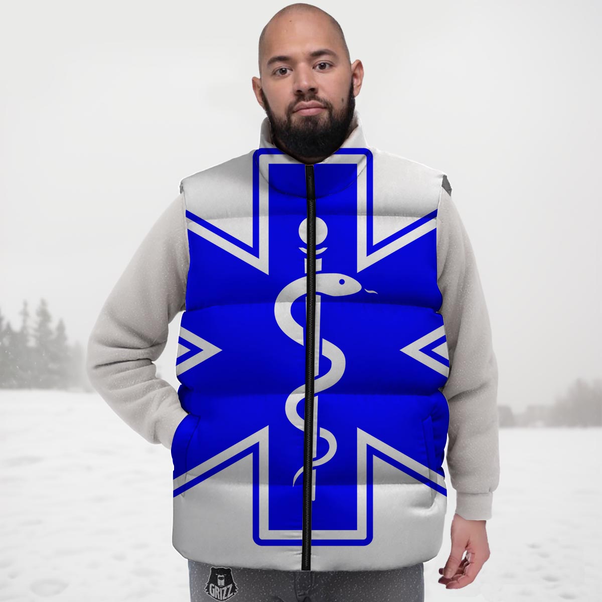 Paramedic Symbol The Star Of Life Print Down Vest