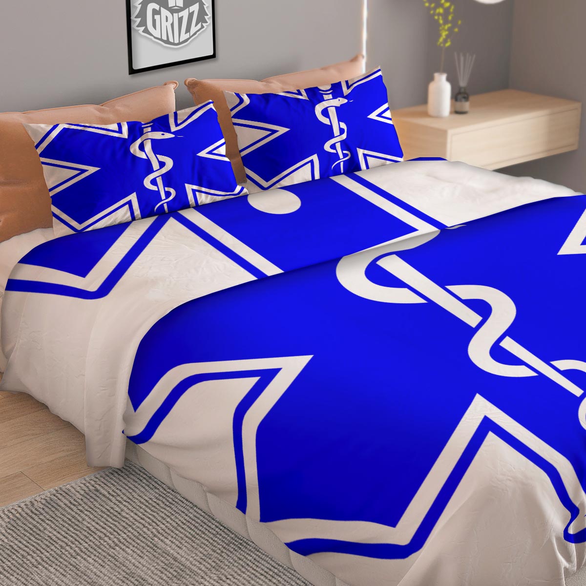 Paramedic Symbol The Star Of Life Print Duvet Cover Bedding Set