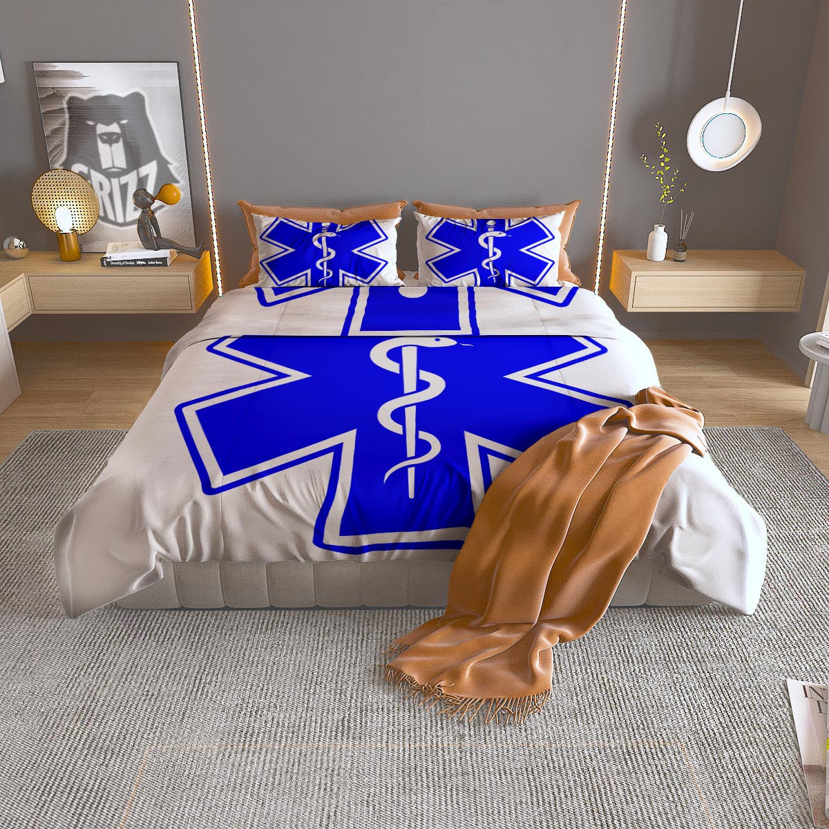 Paramedic Symbol The Star Of Life Print Duvet Cover Bedding Set