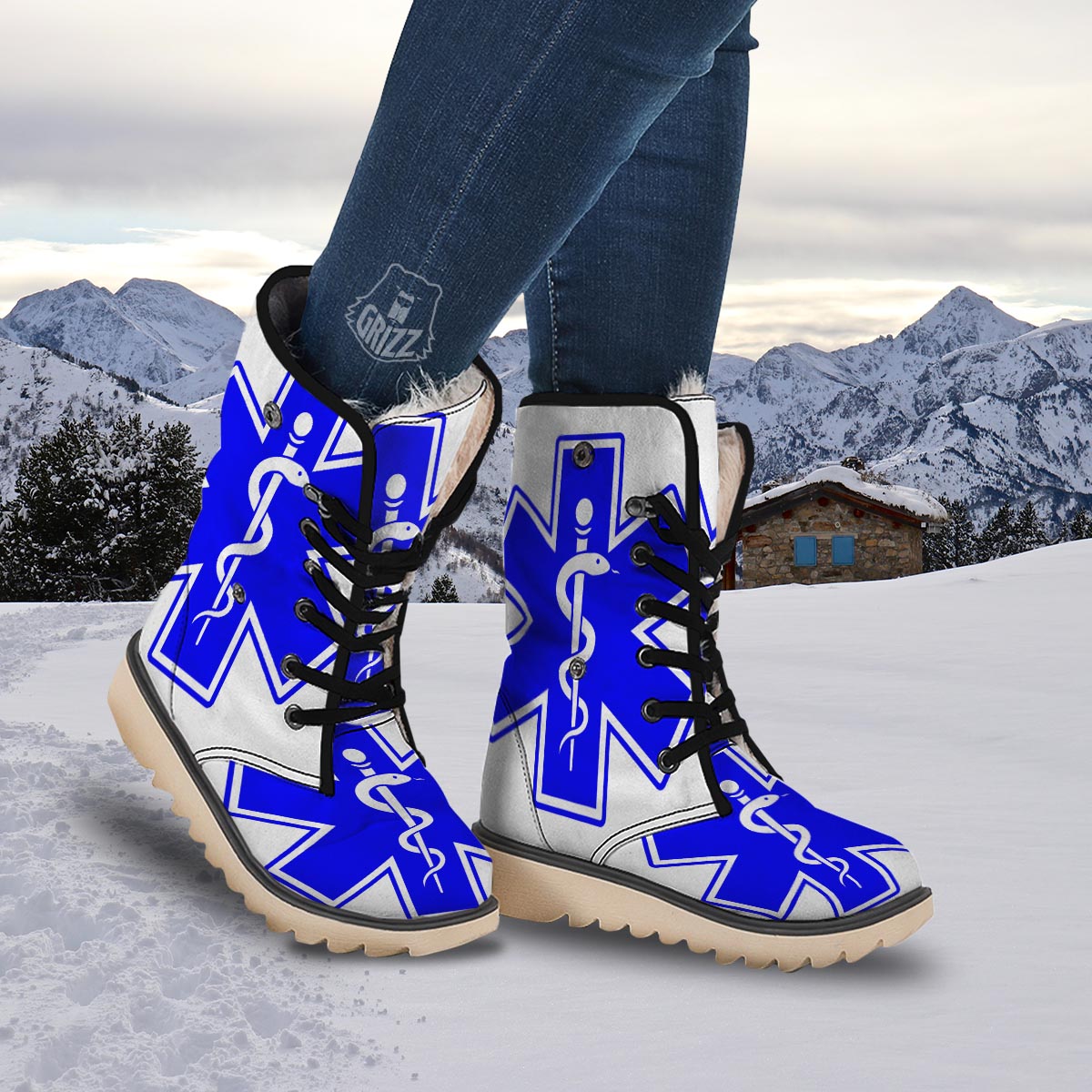 Paramedic Symbol The Star Of Life Print Snow Boots-grizzshop