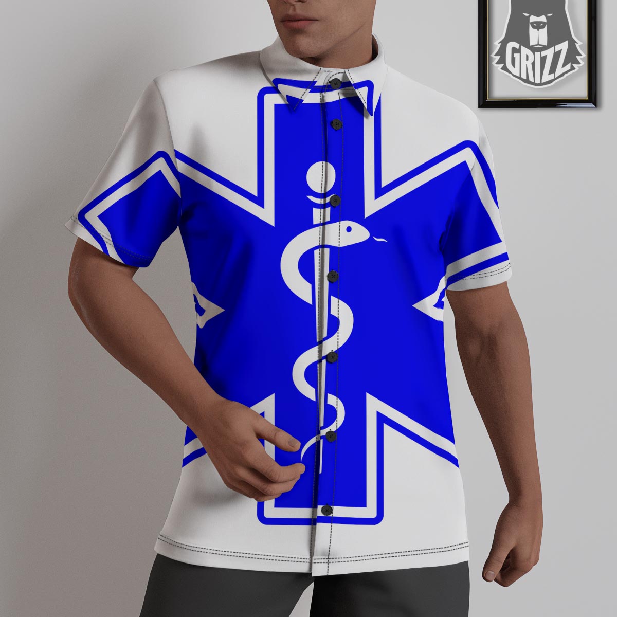 Paramedic Symbol The Star Of Life Print Untucked Shirts-grizzshop