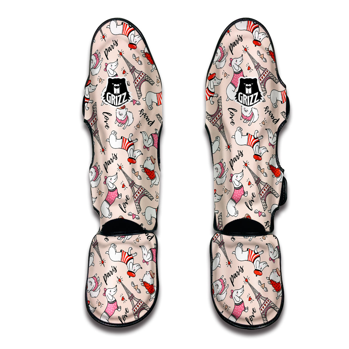 Paris Dog Pattern Print Muay Thai Shin Guards-grizzshop