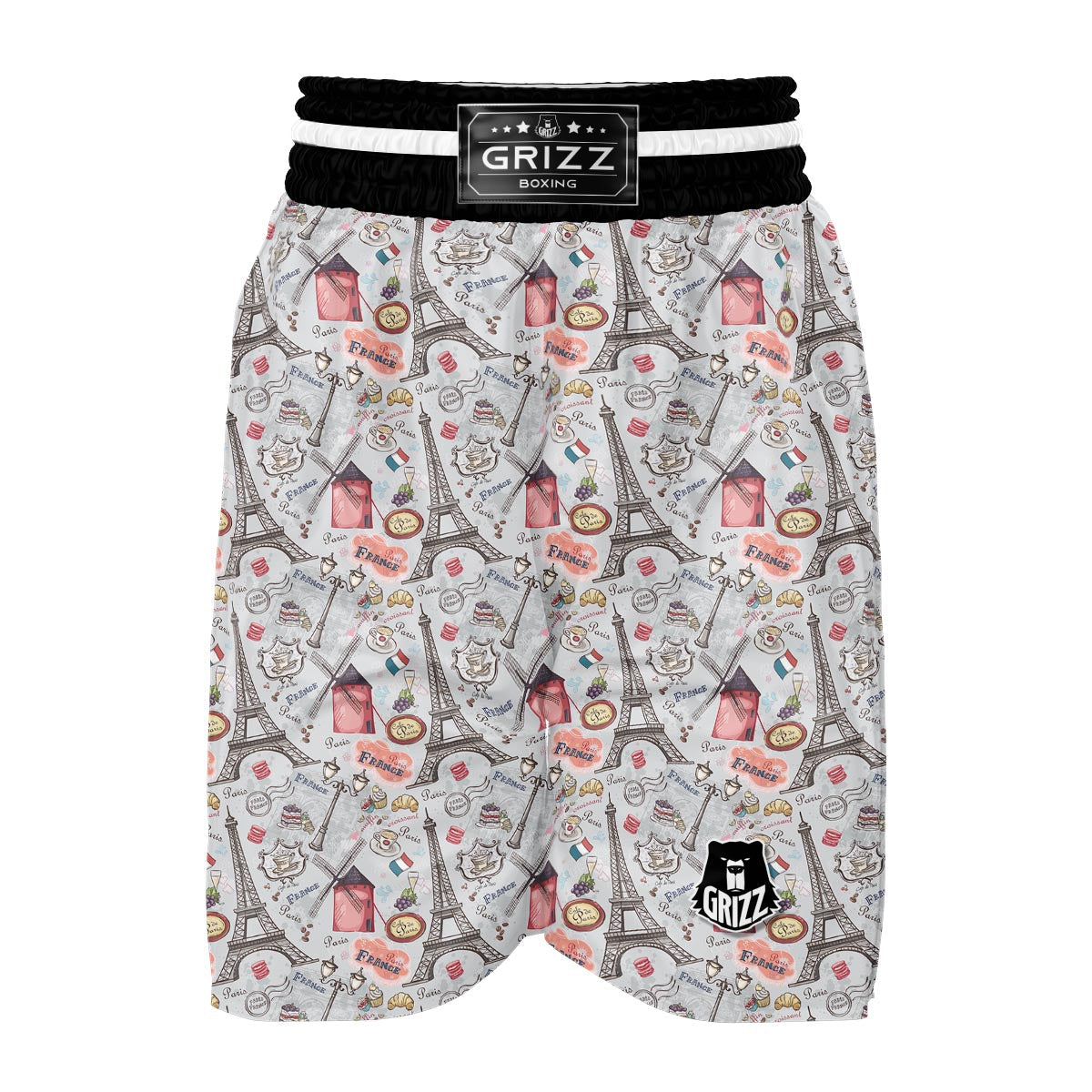 Paris France Pattern Print Boxing Shorts-grizzshop