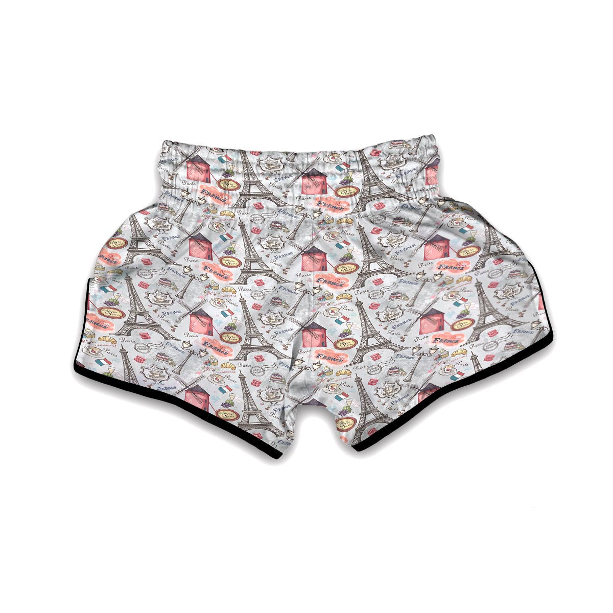 Paris France Pattern Print Muay Thai Boxing Shorts-grizzshop