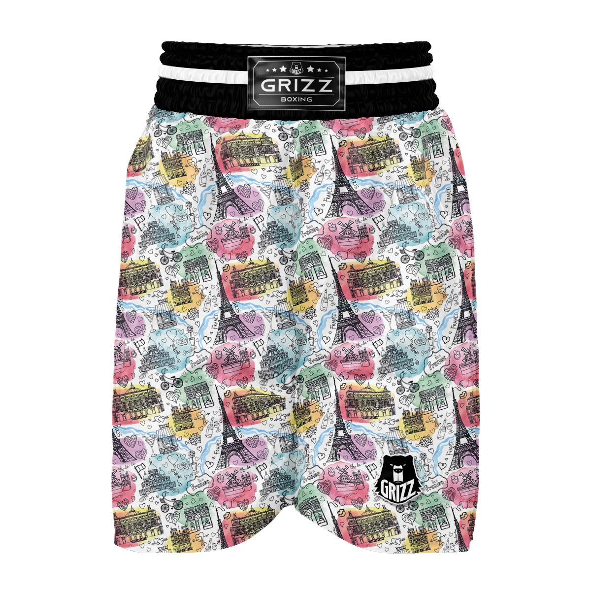 Paris France Print Pattern Boxing Shorts-grizzshop