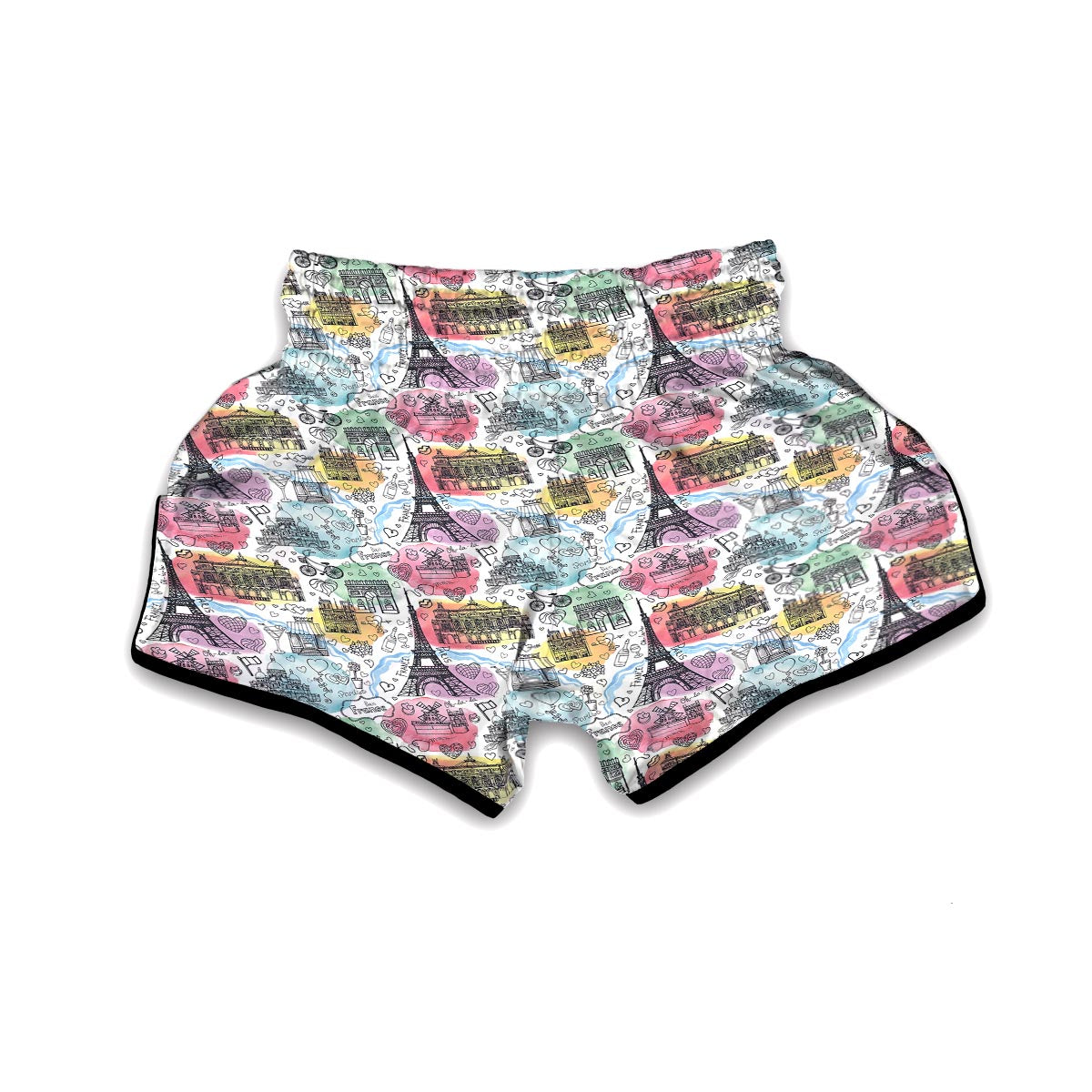 Paris France Print Pattern Muay Thai Boxing Shorts-grizzshop