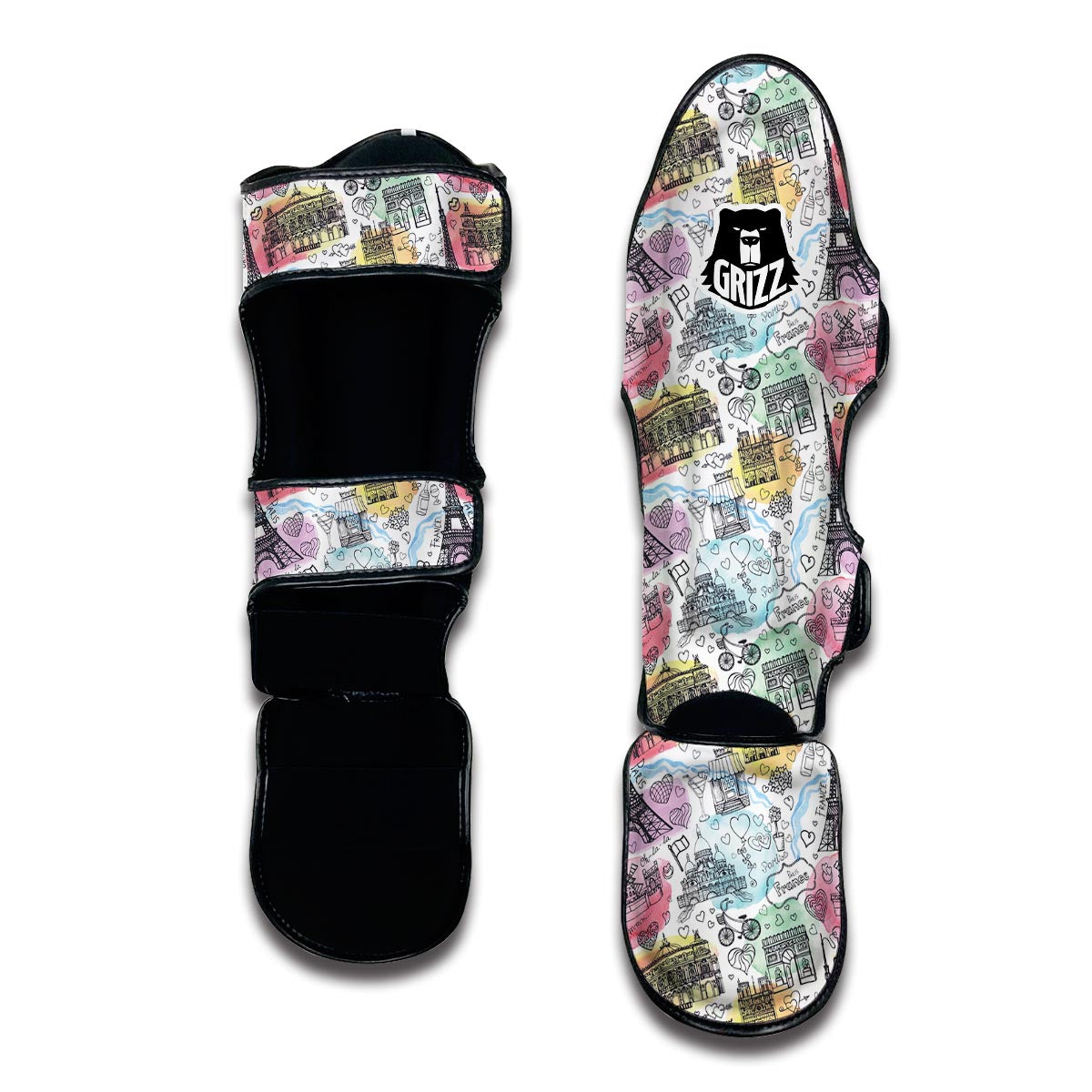 Paris France Print Pattern Muay Thai Shin Guards-grizzshop