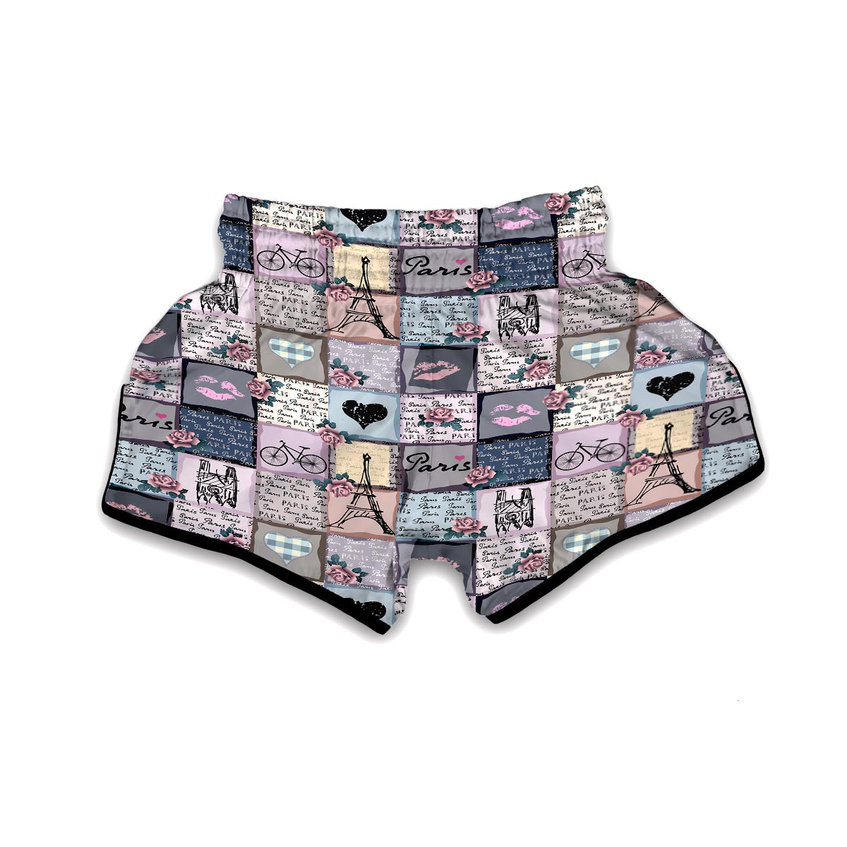 Paris Pattern Print Muay Thai Boxing Shorts-grizzshop