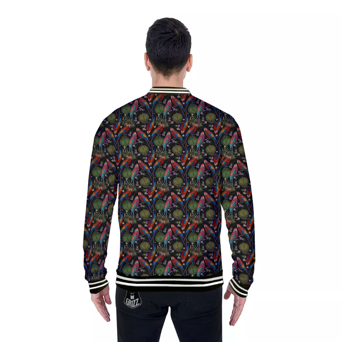 Parrot Embroidery Print Pattern Baseball Jacket-grizzshop