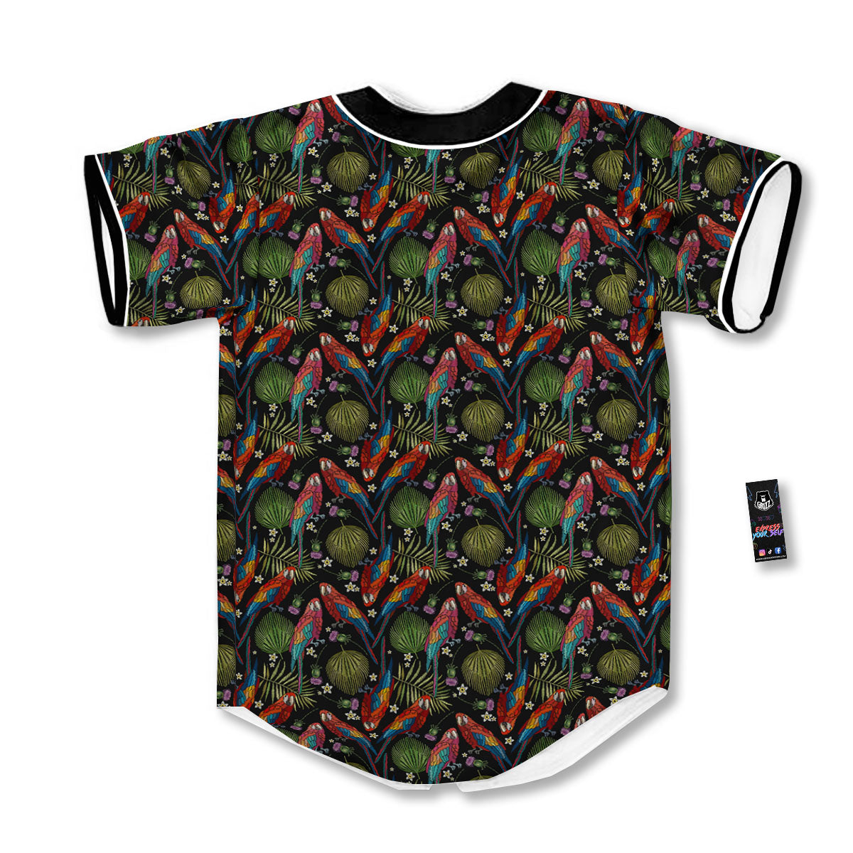 Parrot Embroidery Print Pattern Baseball Jersey-grizzshop