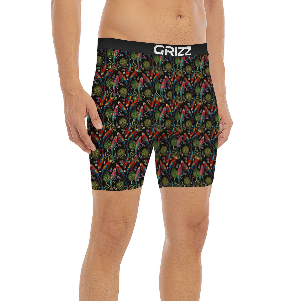 Parrot Embroidery Print Pattern Boxer Briefs-grizzshop