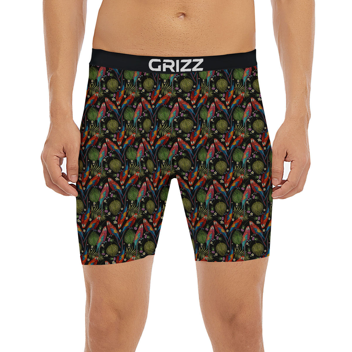 Parrot Embroidery Print Pattern Boxer Briefs-grizzshop