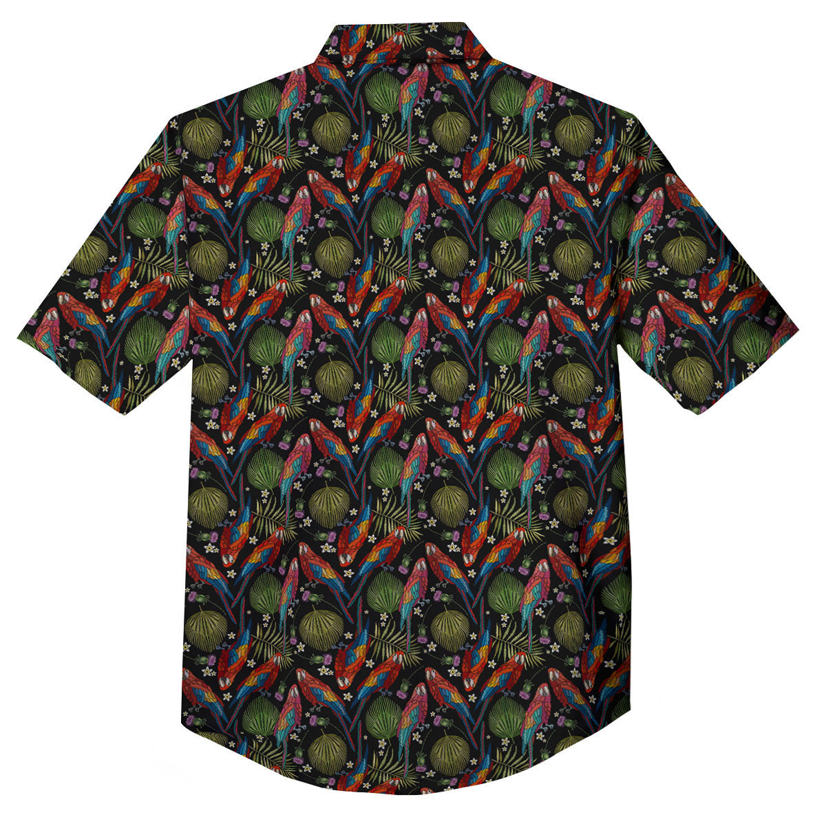 Parrot Embroidery Print Pattern Button Up Shirt-grizzshop