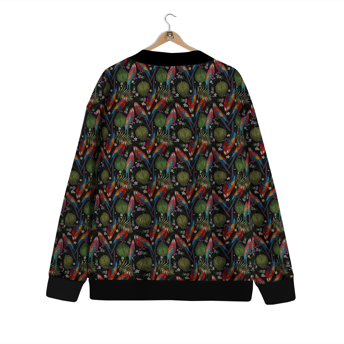 Parrot Embroidery Print Pattern Cardigan-grizzshop