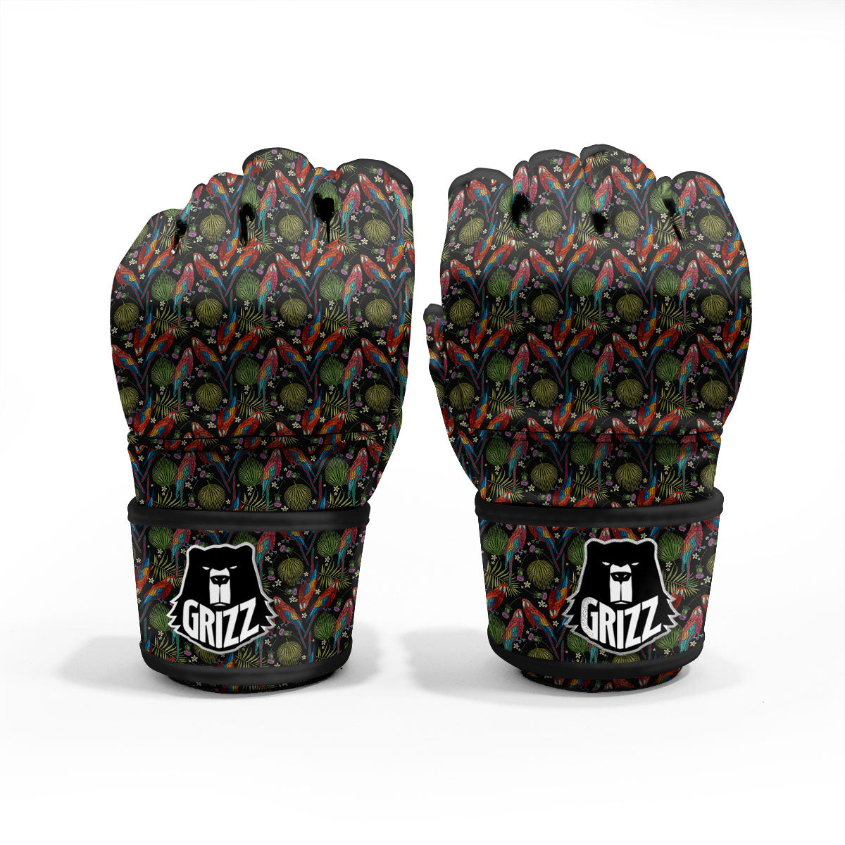 Parrot Embroidery Print Pattern MMA Gloves-grizzshop